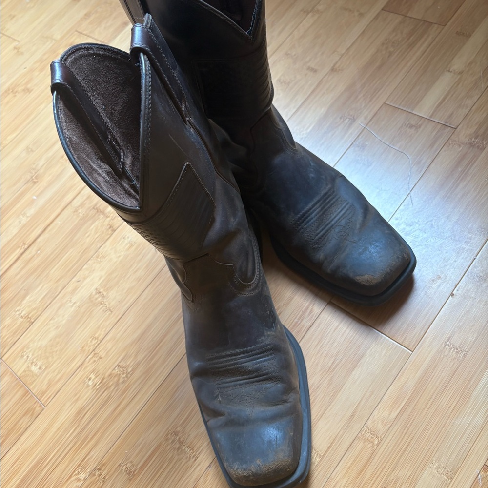 Ariat Rambler patriot square toe Brown Distressed Leather Cowboy Boots
